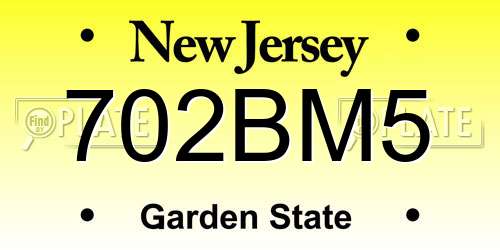 702BM5 New Jersey License Plate