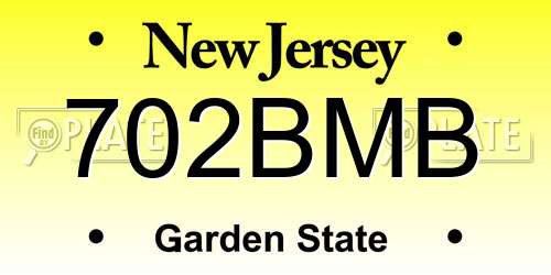 702BMB New Jersey License Plate