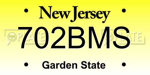 702BMS New Jersey License Plate