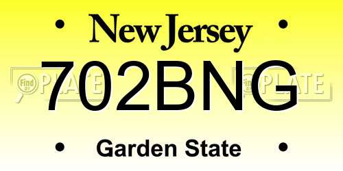 702BNG New Jersey License Plate