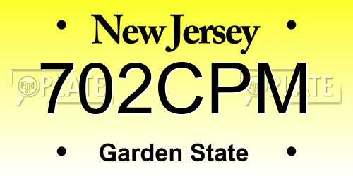 702CPM New Jersey License Plate