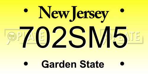 702SM5 New Jersey License Plate
