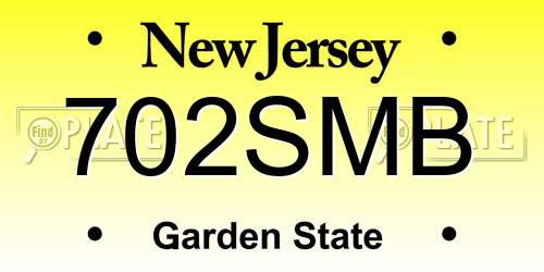 702SMB New Jersey License Plate