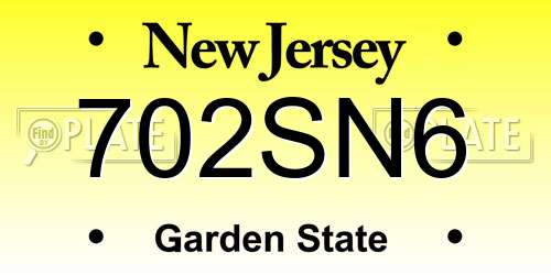 702SN6 New Jersey License Plate