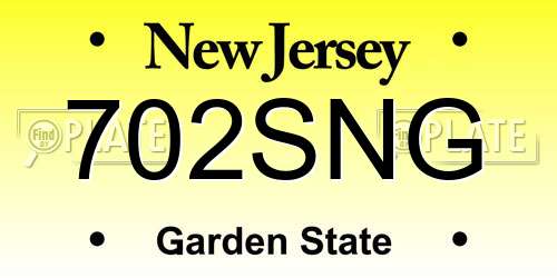 702SNG New Jersey License Plate