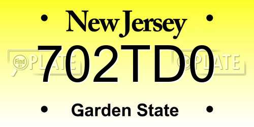 702TD0 New Jersey License Plate