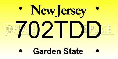 702TDD New Jersey License Plate