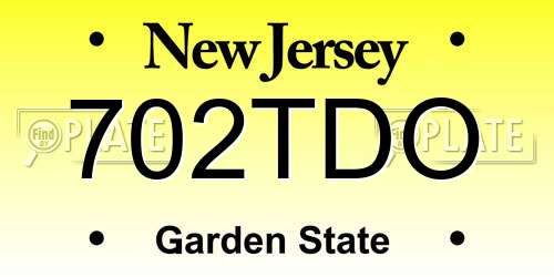 702TDO New Jersey License Plate