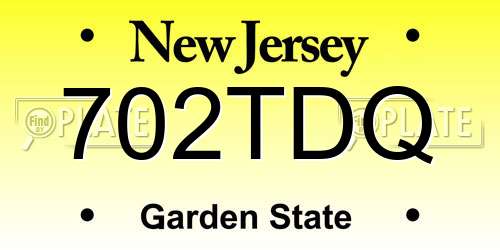 702TDQ New Jersey License Plate