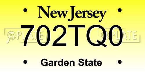 702TQ0 New Jersey License Plate