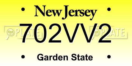 702VV2 New Jersey License Plate