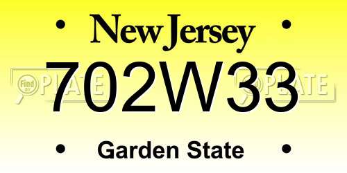 702W33 New Jersey License Plate