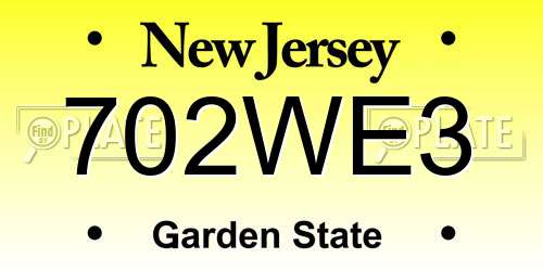 702WE3 New Jersey License Plate