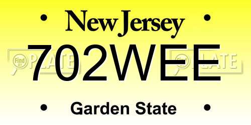 702WEE New Jersey License Plate