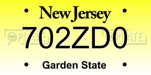 702ZD0 New Jersey License Plate
