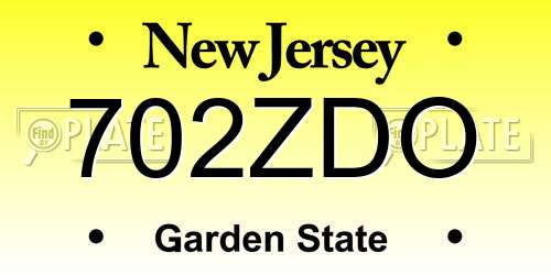 702ZDO New Jersey License Plate