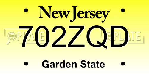 702ZQD New Jersey License Plate