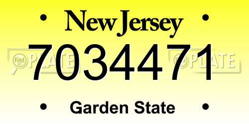 7034471 New Jersey License Plate
