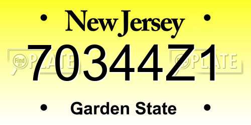 70344Z1 New Jersey License Plate