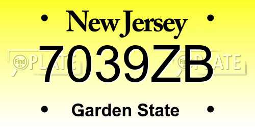 7039ZB New Jersey License Plate
