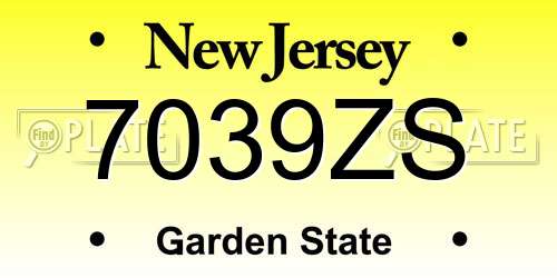 7039ZS New Jersey License Plate