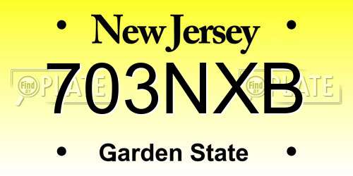 703NXB New Jersey License Plate