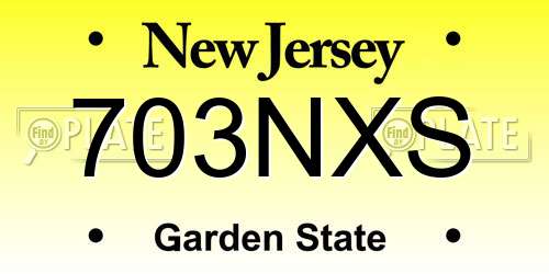 703NXS New Jersey License Plate