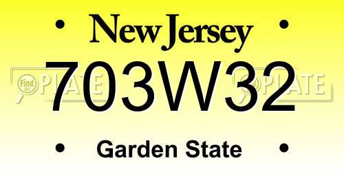 703W32 New Jersey License Plate