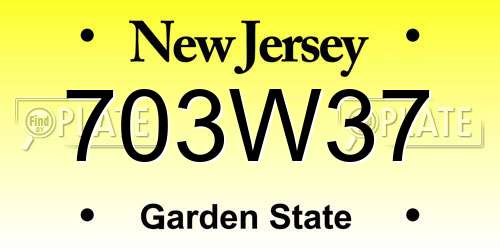 703W37 New Jersey License Plate