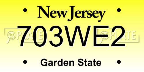 703WE2 New Jersey License Plate