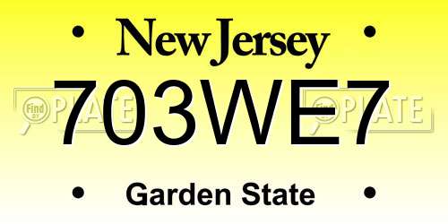 703WE7 New Jersey License Plate