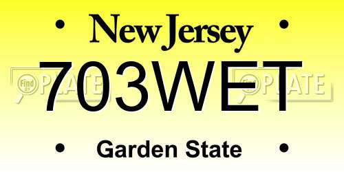703WET New Jersey License Plate