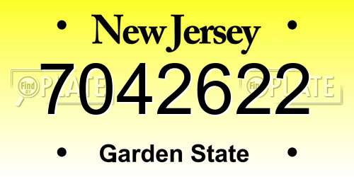 7042622 New Jersey License Plate