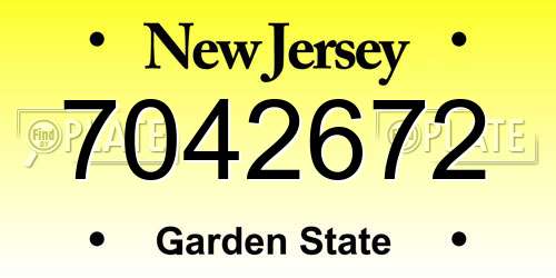 7042672 New Jersey License Plate