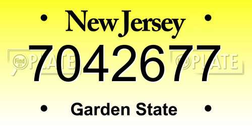 7042677 New Jersey License Plate