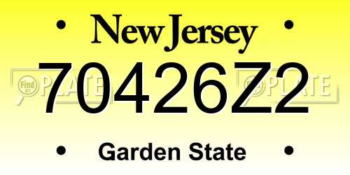 70426Z2 New Jersey License Plate