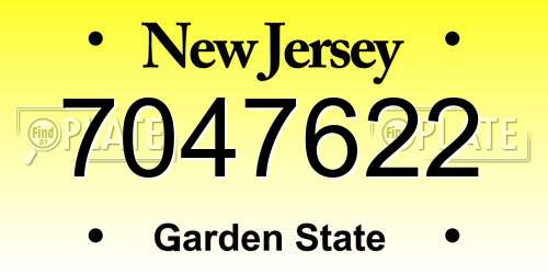 7047622 New Jersey License Plate
