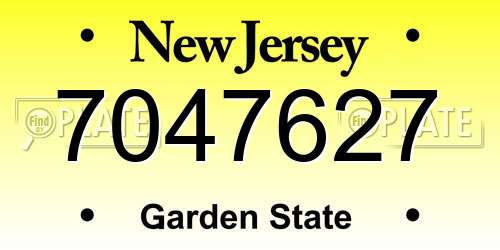 7047627 New Jersey License Plate
