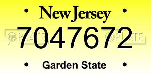 7047672 New Jersey License Plate