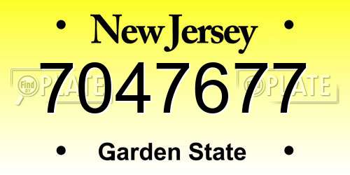 7047677 New Jersey License Plate