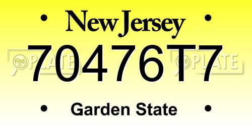 70476T7 New Jersey License Plate