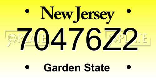 70476Z2 New Jersey License Plate