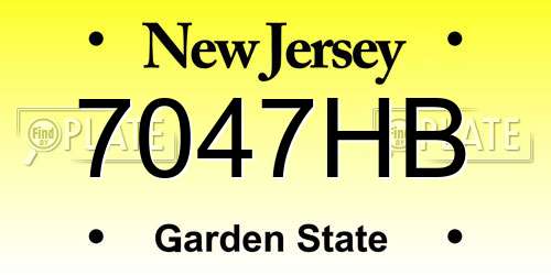 7047HB New Jersey License Plate