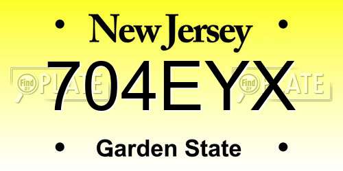 704EYX New Jersey License Plate