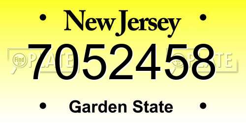 7052458 New Jersey License Plate