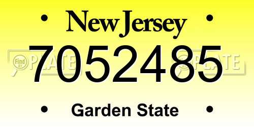7052485 New Jersey License Plate