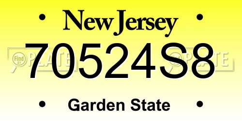 70524S8 New Jersey License Plate