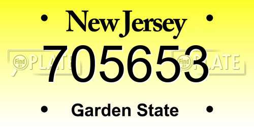 705653 New Jersey License Plate