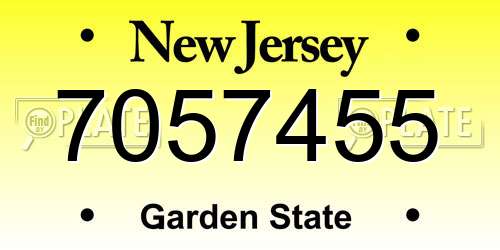 7057455 New Jersey License Plate
