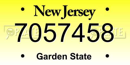 7057458 New Jersey License Plate